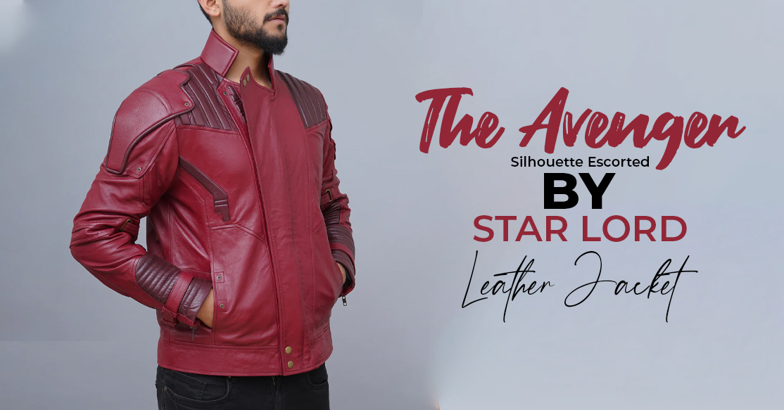 Nab The Avenger Silhouette Escorted By Star Lord Leather Jacket